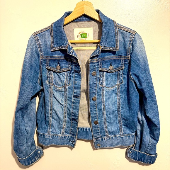 Ett Twa Anthropologie Denim Jean Jacket Cropped Casual Cute Y2K Chic Classic Sm. - Picture 1 of 13